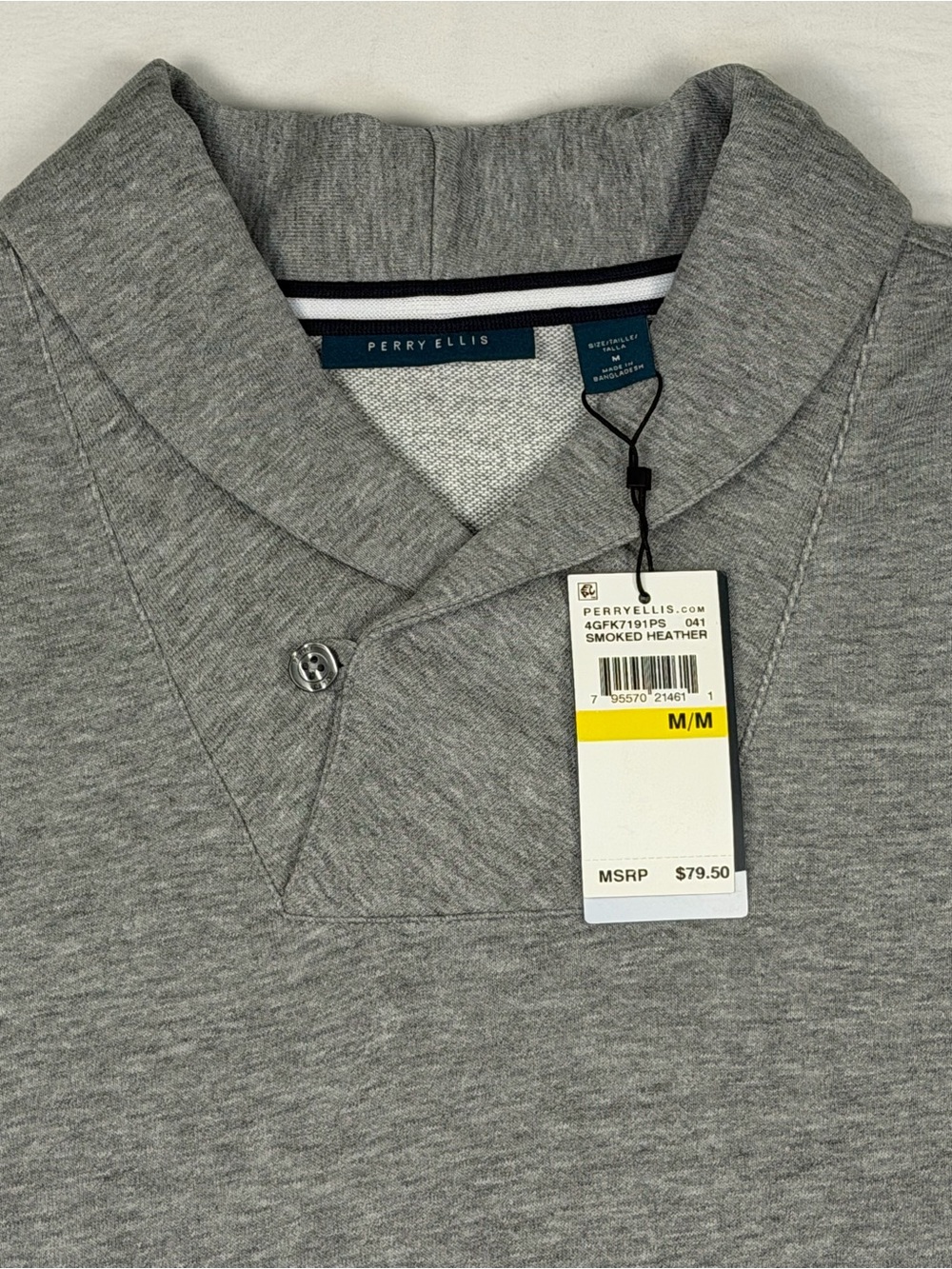 Perry Ellis Gray Shawl Collar Pullover Sweater